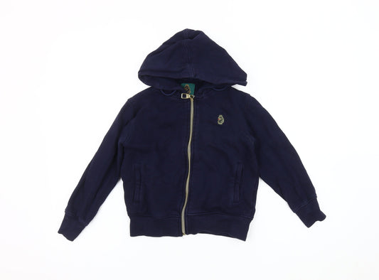 Luke Boys Blue Cotton Hooded Jacket 6-7 Years Zip Casual