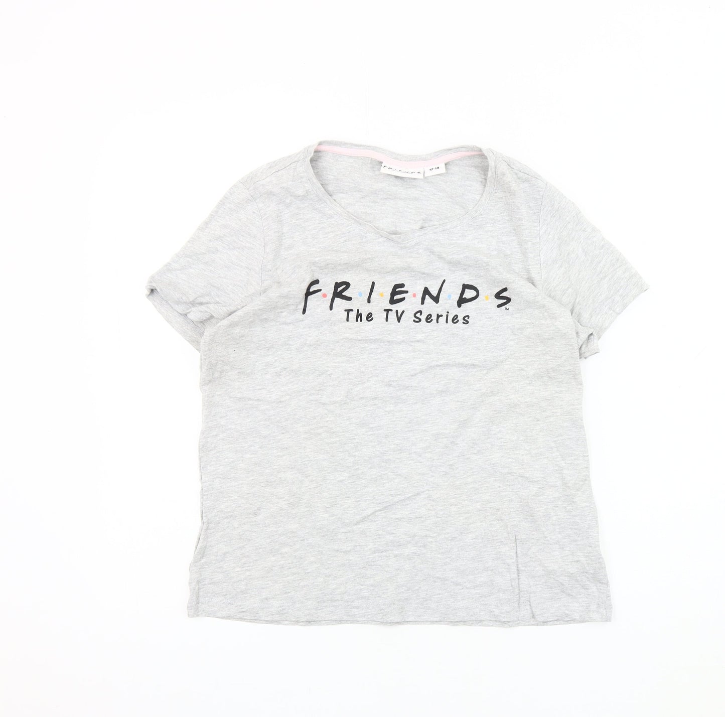 Friends Women's Grey V-Neck T-Shirt Size 12