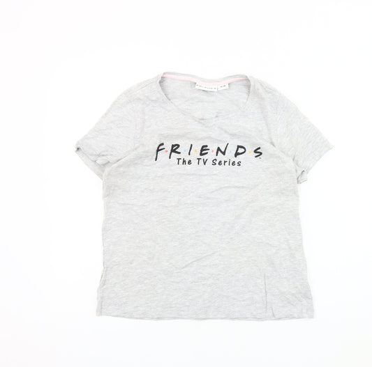 Friends Women's Grey V-Neck T-Shirt Size 12