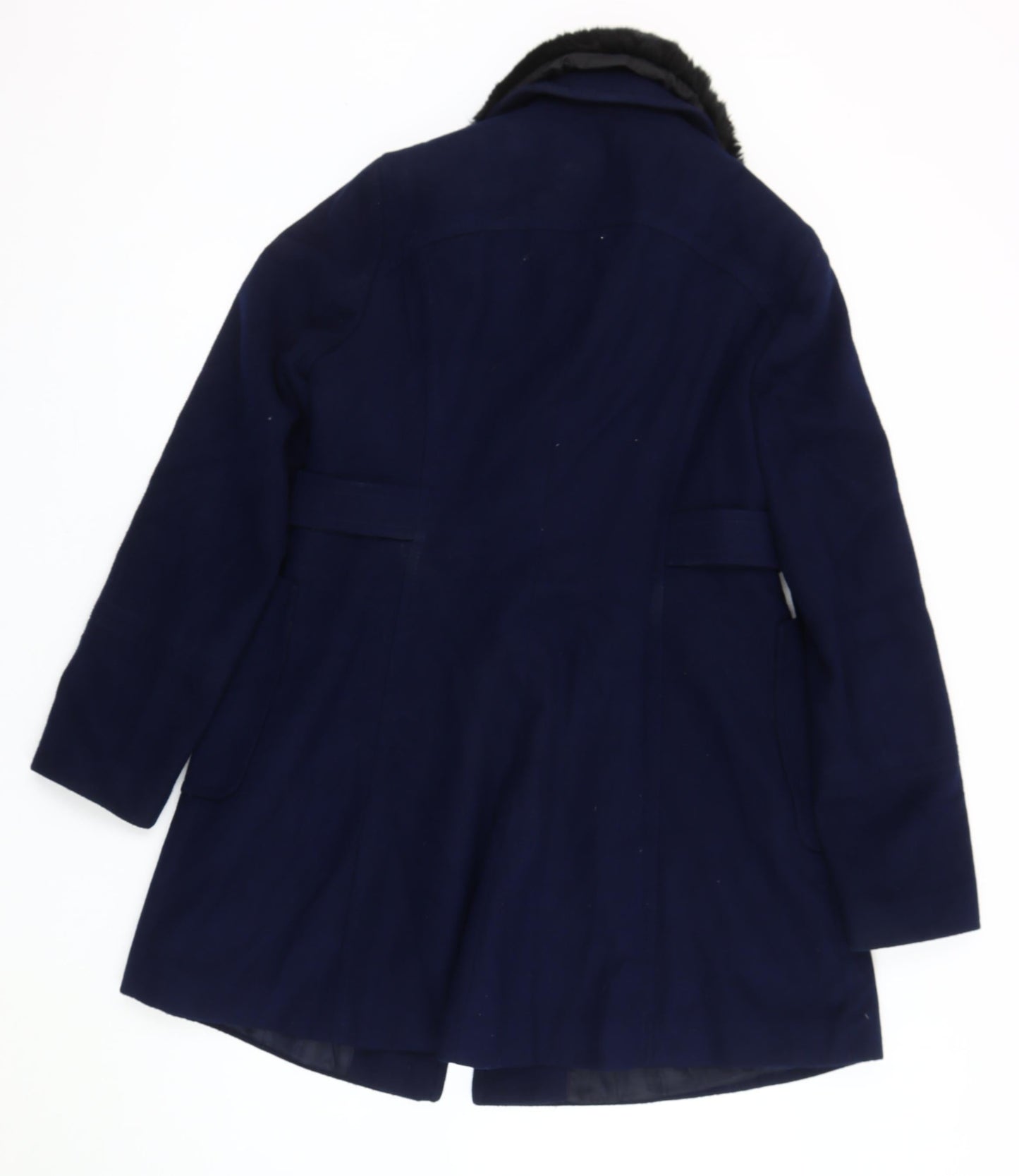 Dorothy Perkins Women's Blue Fur Trim Winter Coat Size 12