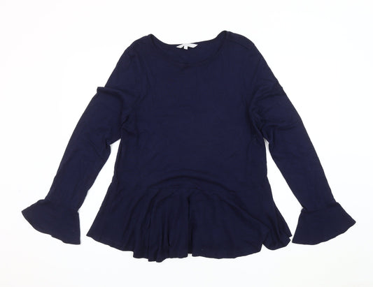 Red Herring Women's Blue Flared Sleeve Blouse, Size 14