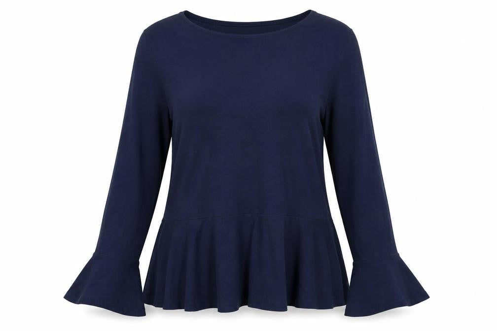Red Herring Women's Blue Flared Sleeve Blouse, Size 14