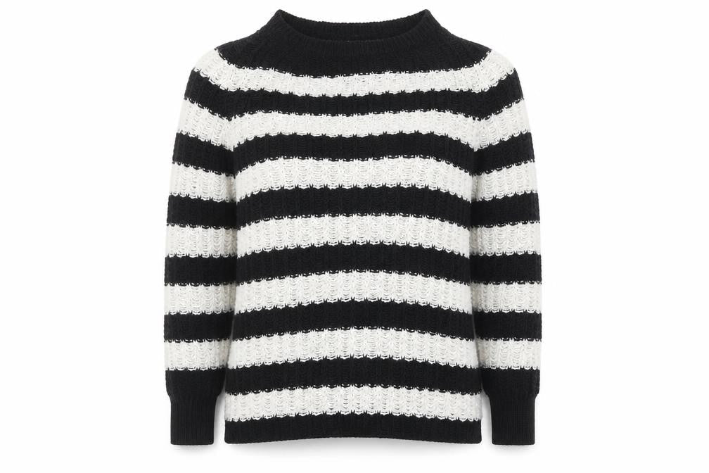 Jigsaw Women's Black Striped Pullover Jumper, M