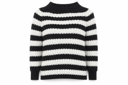 Jigsaw Women's Black Striped Pullover Jumper, M