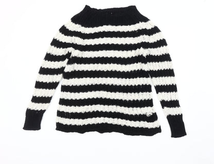 Jigsaw Women's Black Striped Pullover Jumper, M