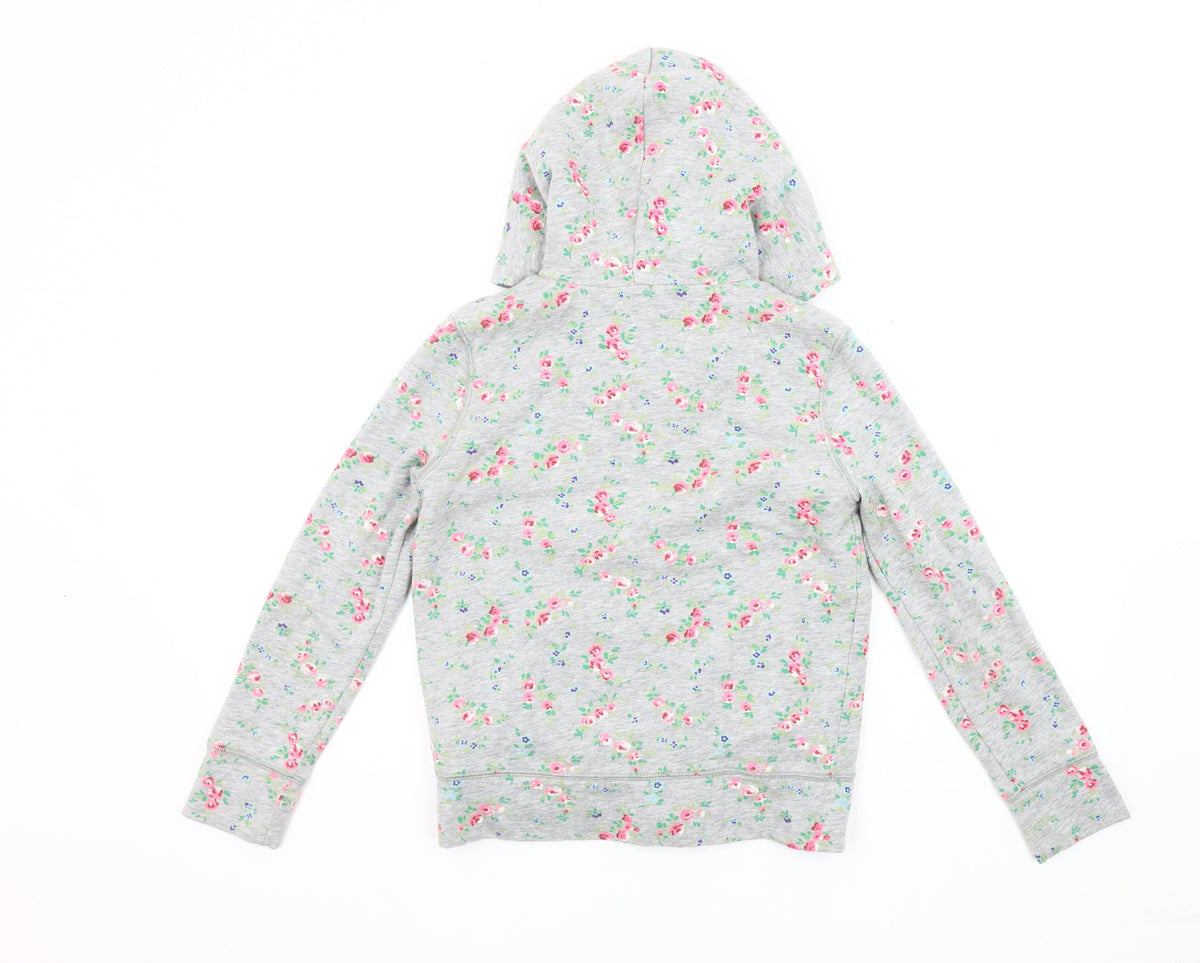 GAP Girls Grey Floral Hoodie Jacket, Size 10 Years Hooded