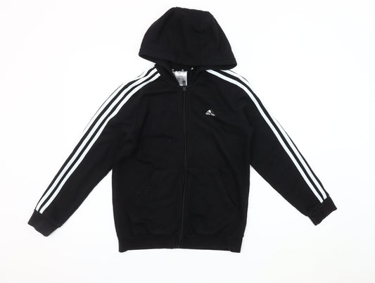 adidas Boys Black Hoodie Jacket 11-12 Years Full Zip