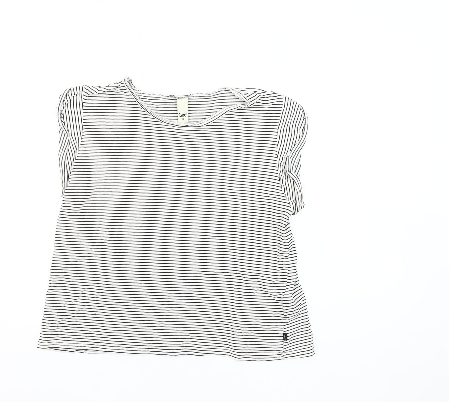 Lee Women's Black White Striped Sleeveless T-Shirt