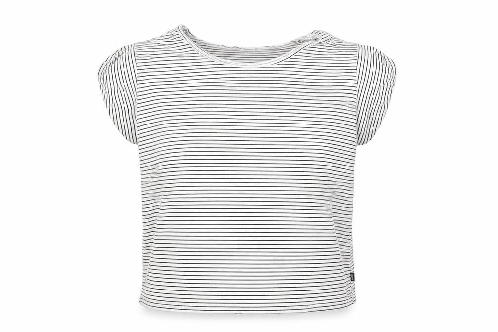 Lee Women's Black White Striped Sleeveless T-Shirt
