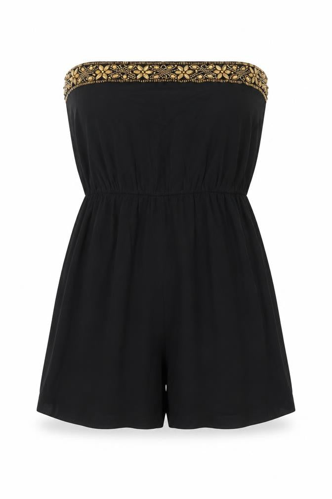 Rock & Rags Black Beaded Strapless Playsuit Size S