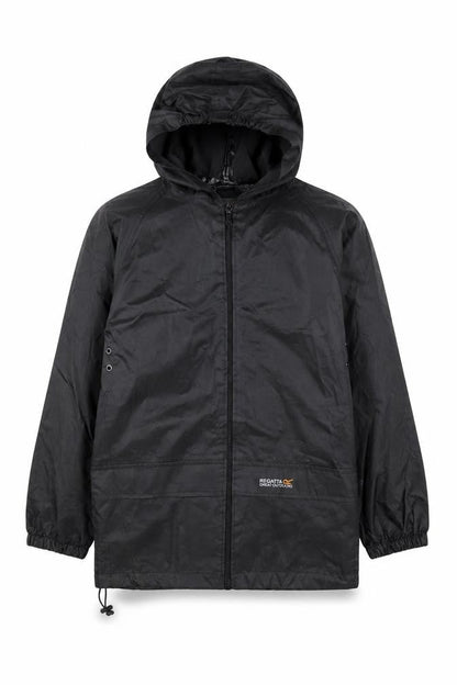 Front view of Regatta boys’ black windbreaker jacket 9-10 years