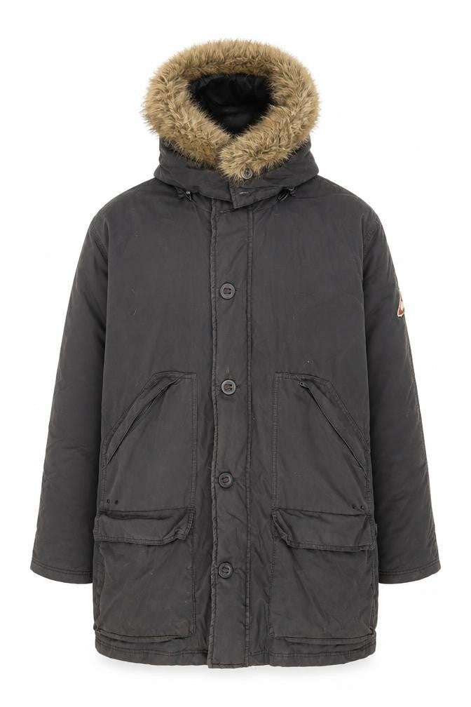 Fat Face Men's Black Parka Coat with Hood – M