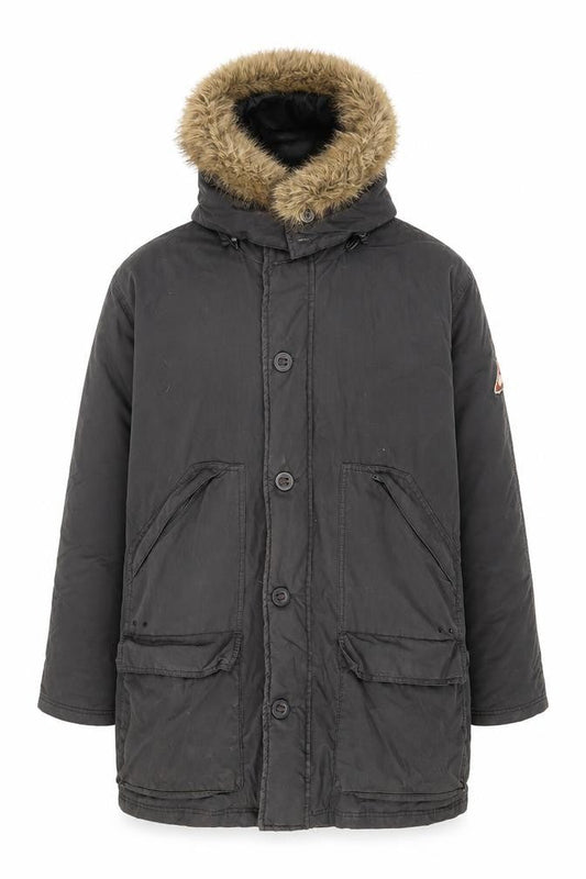 FatFace Men's Black Parka Coat with Hood – M