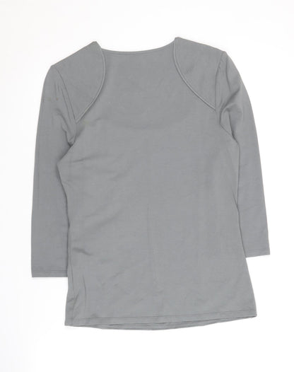 Back view of Jaeger Women's Grey Basic Medium Scoop Neck Top
