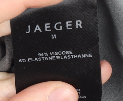 Brand and care label for Jaeger Women's Grey Basic Medium Scoop Neck Top