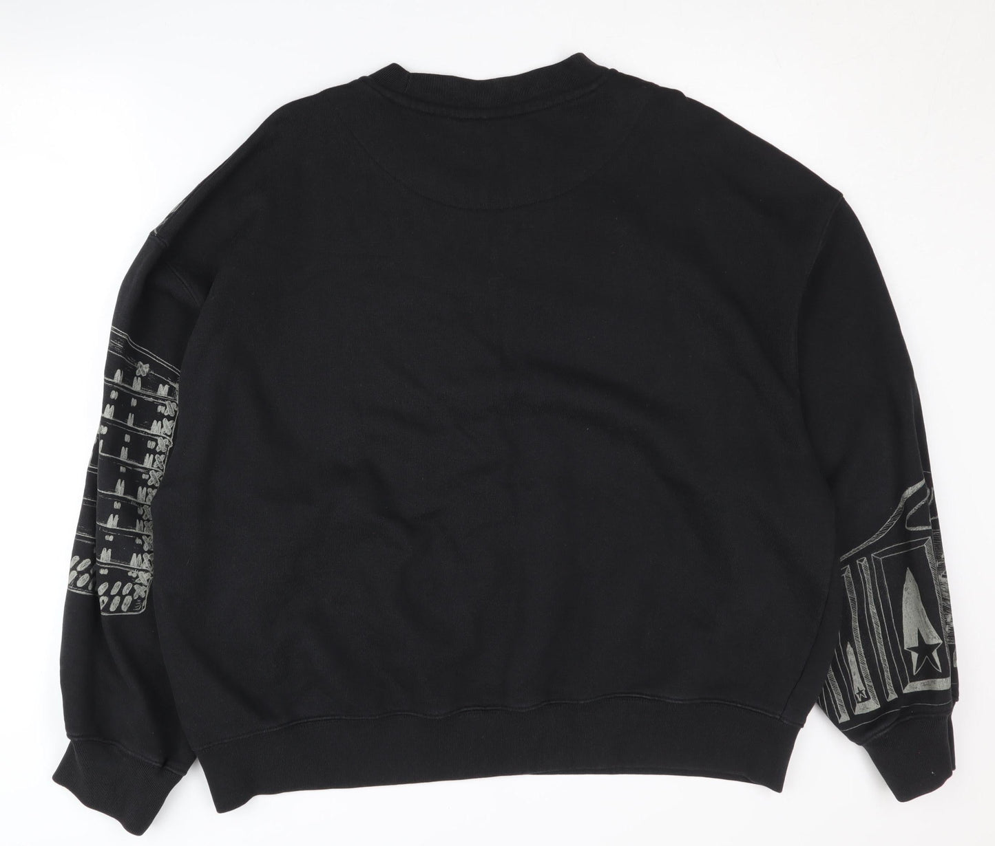 H&M Men's Black Graphic Sweatshirt L
