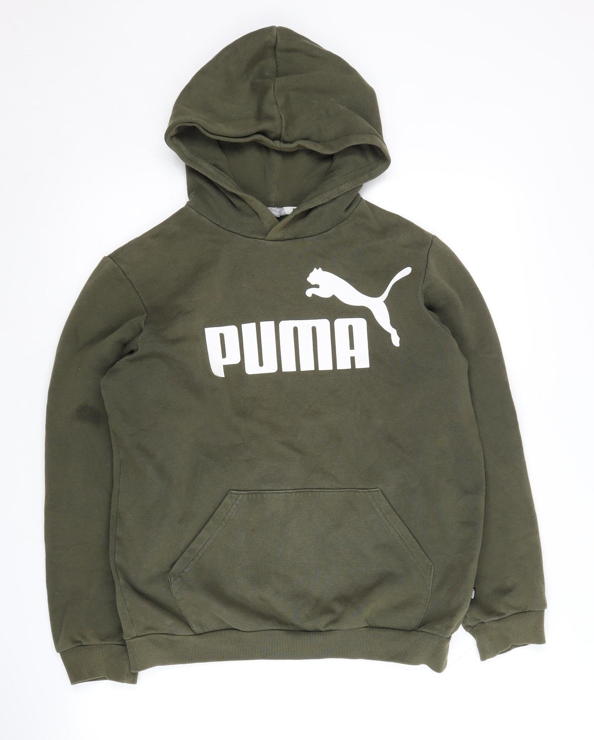 Puma Boys Green Hoodie Pullover 13-14 Years Logo Design