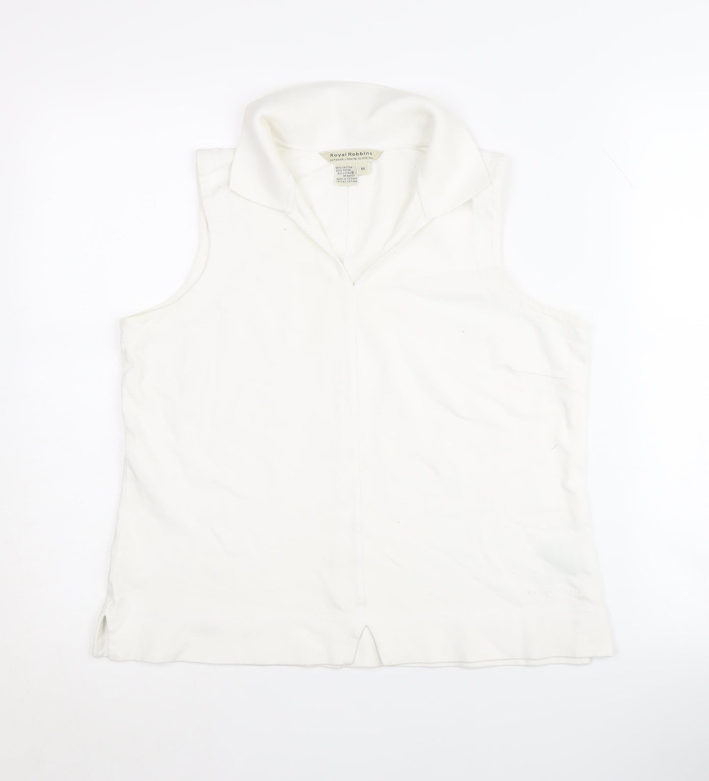 Royal Robbins Women's White Sleeveless Collared Tank - M