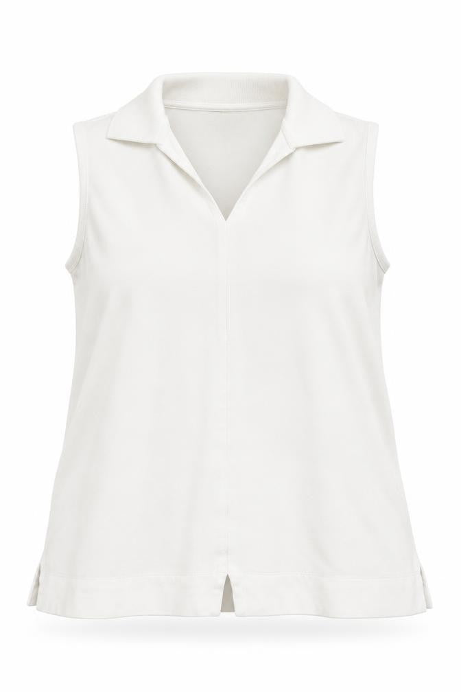 Royal Robbins Women's White Sleeveless Collared Tank - M