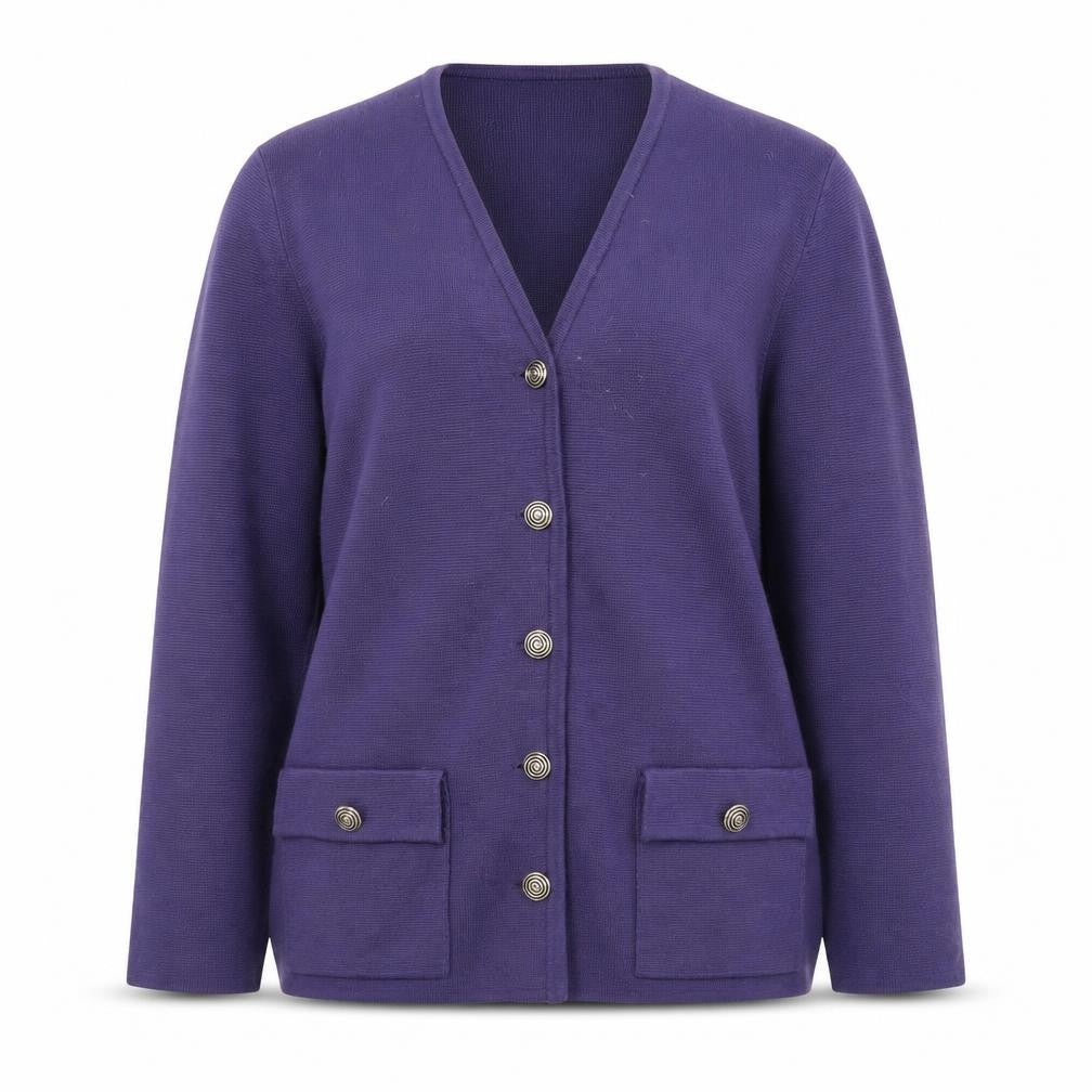 Eastex Women's Purple Medium Cardigan - V-Neck, Button