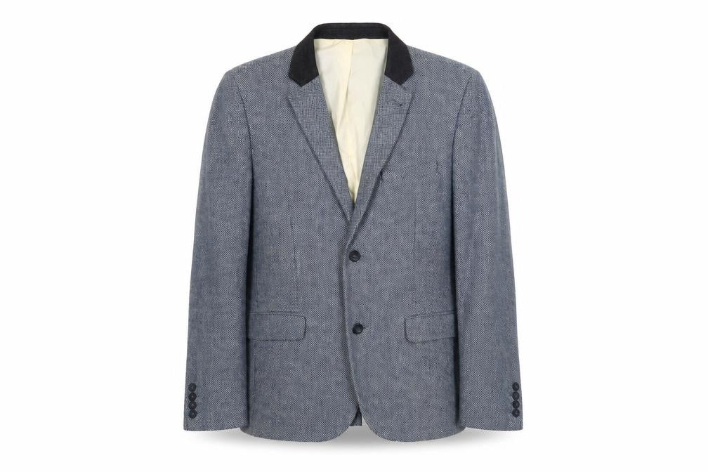 Topman Blue Wool Tweed Blazer Size 42 Men's