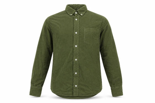 SUIT Men's Green Corduroy Button-Up Shirt Size S
