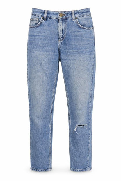 Front view of BDG Men's Blue Distressed Denim Jeans, size M