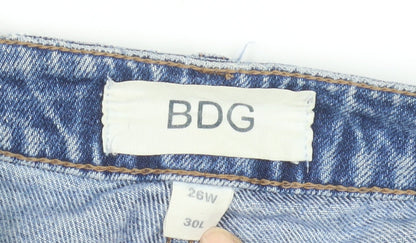 Close-up detail of BDG Men's Blue Distressed Denim Jeans, size M