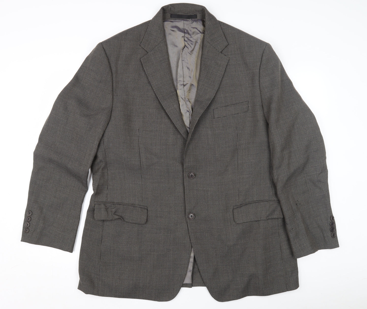 Marks and Spencer Men's Grey Wool Blazer, Size 44R Classic Check