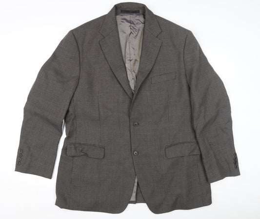 Marks and Spencer Men's Grey Wool Blazer, Size 44R Classic Check