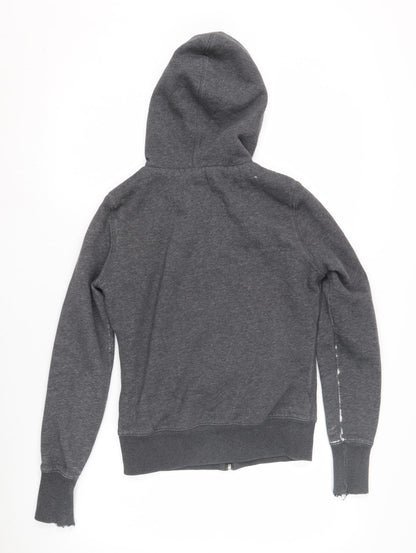 Back view of H&M boys’ grey full zip hoodie lined, size S
