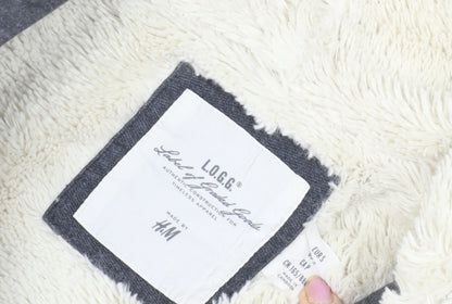 Close-up detail of H&M boys’ grey full zip hoodie lined, size S