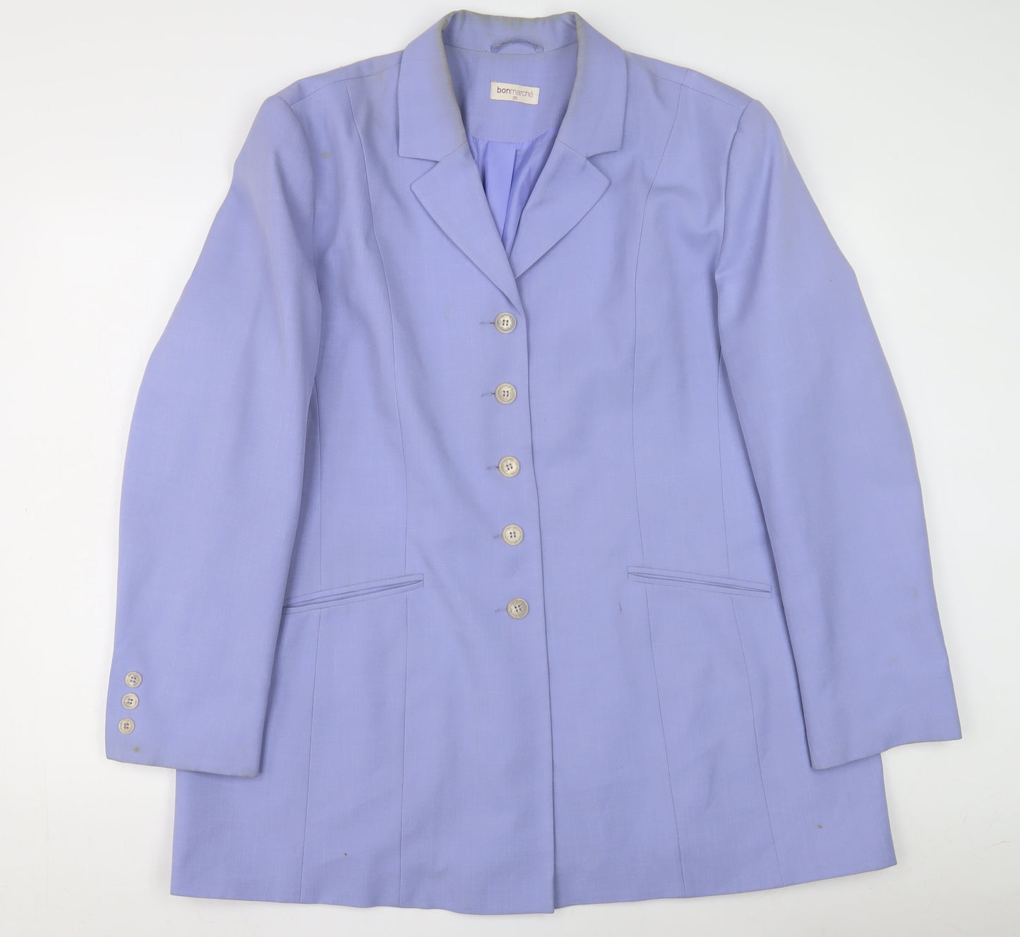 Bonmarché Women's Purple Blazer, Size 20, Buttoned, Long