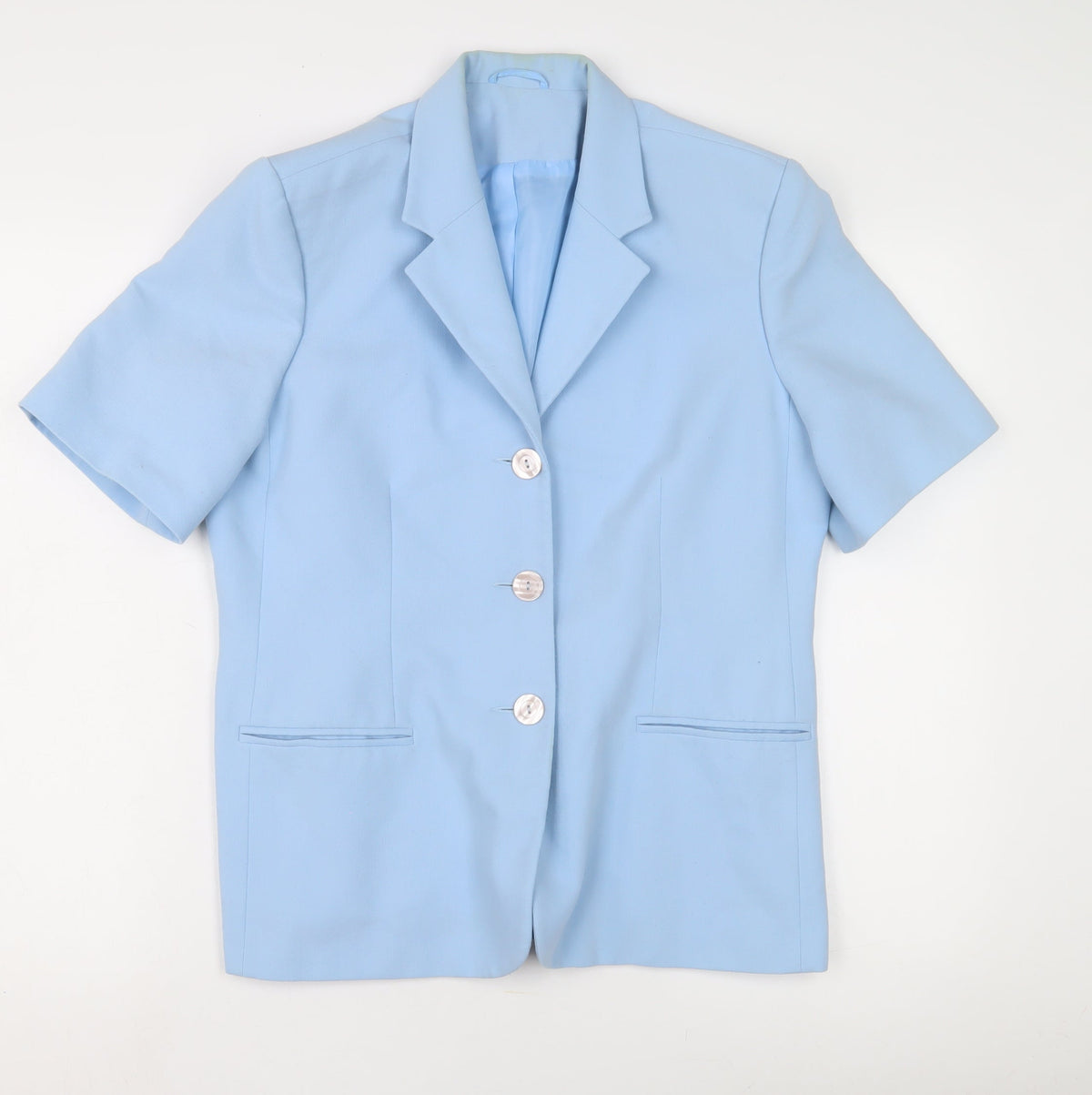 Bonmarché Women's Blue Short Sleeve Blazer - Size 14