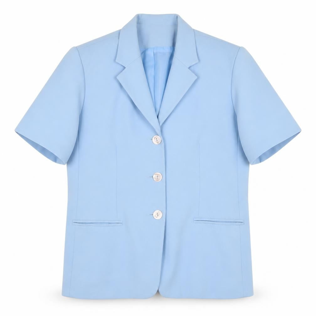 Bonmarché Women's Blue Short Sleeve Blazer - Size 14