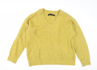 Additional front view of French Connection Women's Yellow V-Neck jumper M