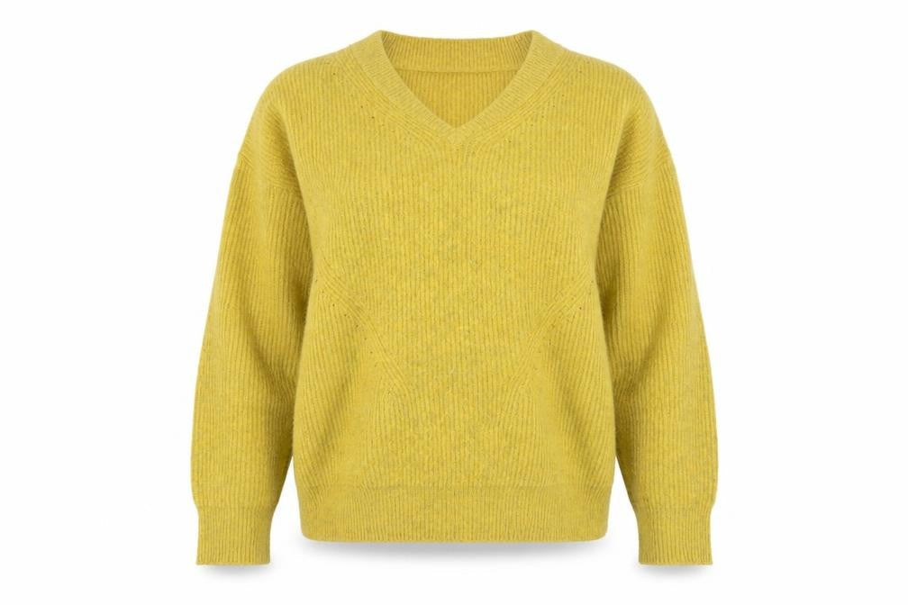 French Connection Women's Yellow V-Neck Pullover Jumper M