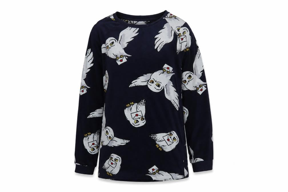 Harry Potter Blue Owl Print Women's Pyjama Top, Size 4