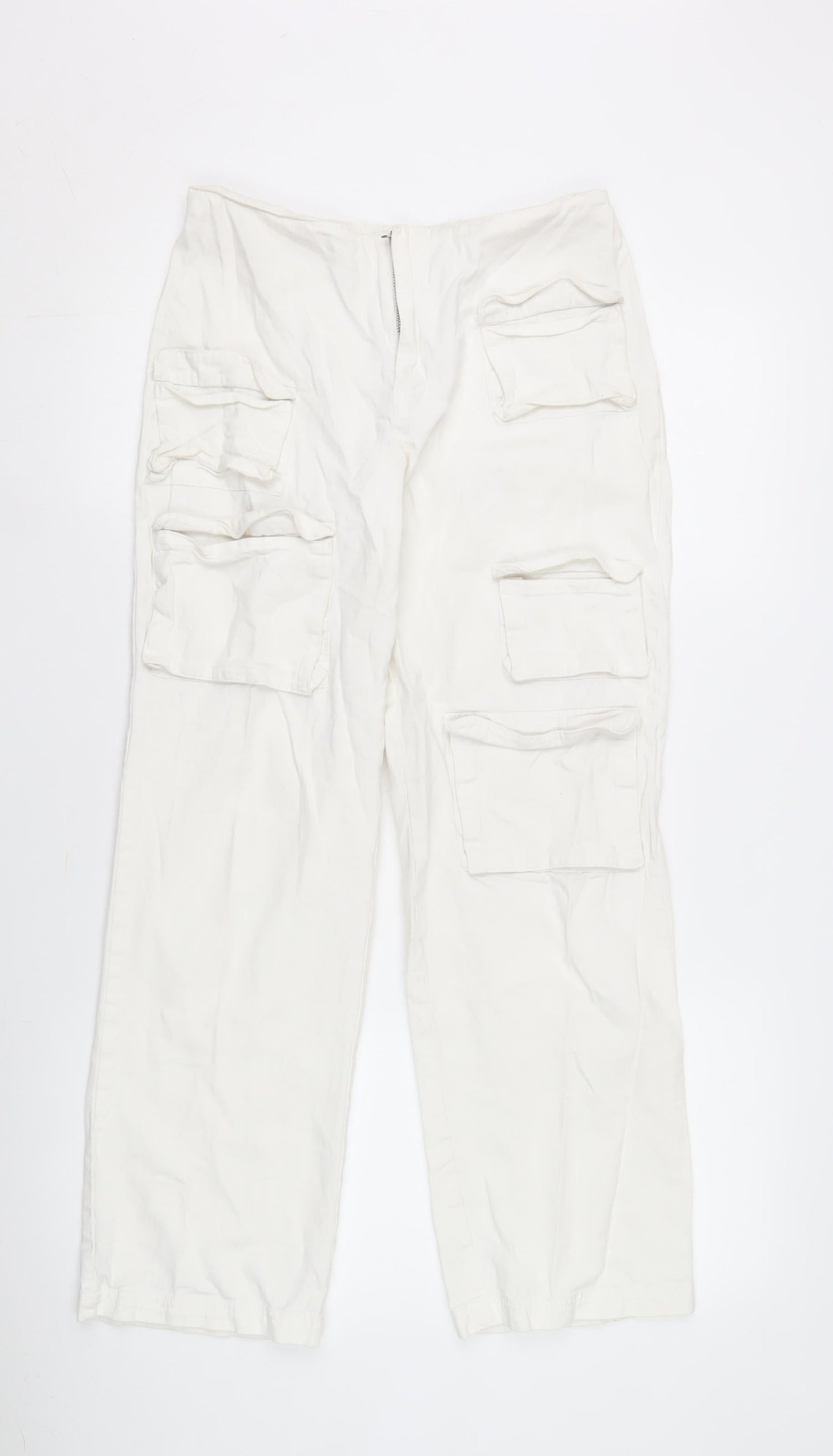 Collusion Women's Ivory Cargo Trousers Size 8