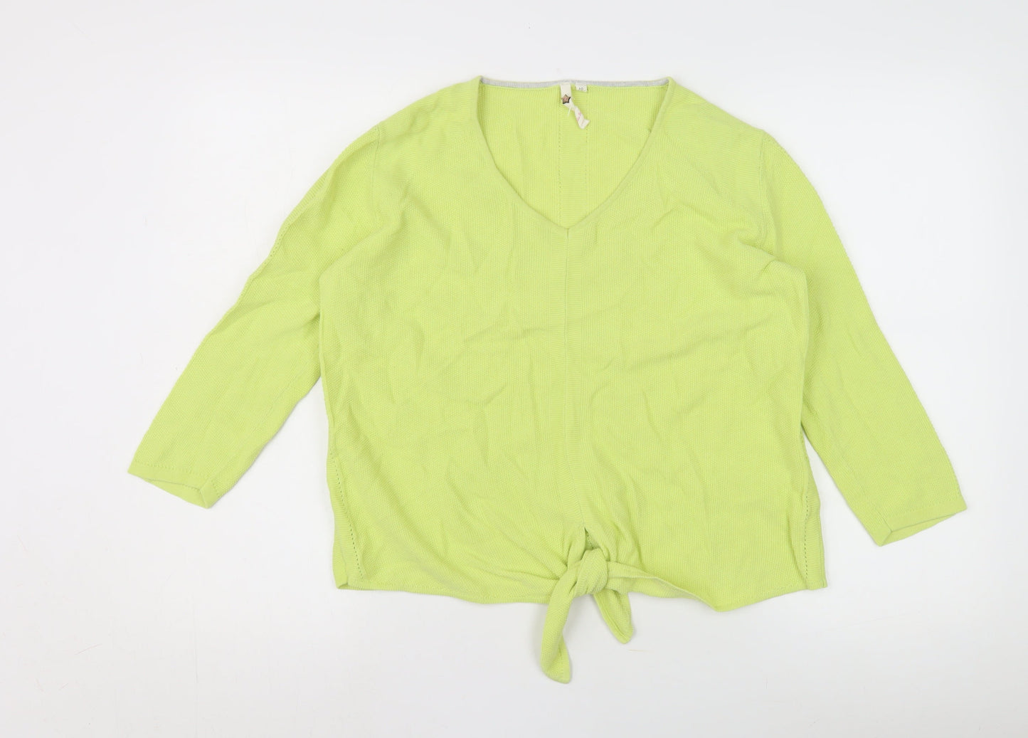 White Stuff Women's Green Cotton V-Neck Jumper Size 10