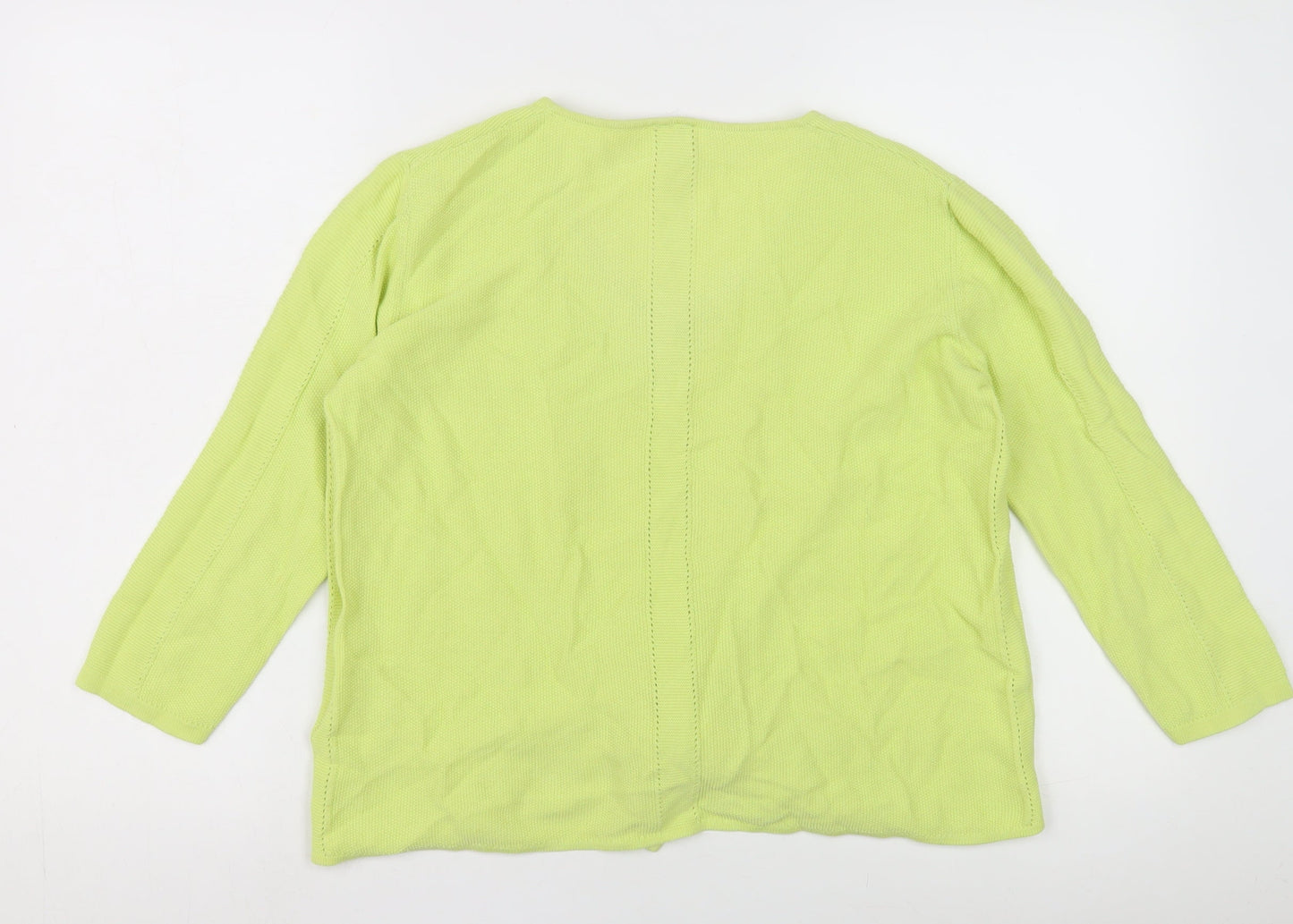 White Stuff Women's Green Cotton V-Neck Jumper Size 10