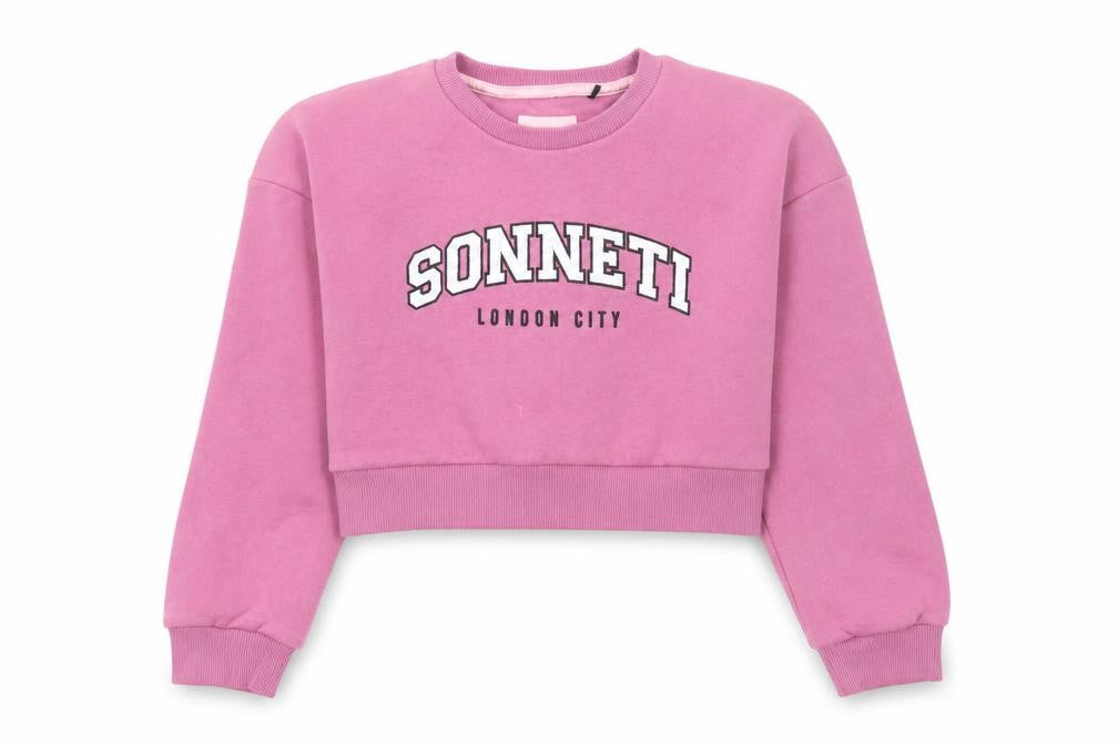 Sonneti Girls Pink Crew Neck Pullover Sweatshirt, 12-13 Years
