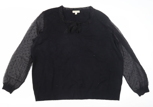 Monsoon Women's Black XL Pullover Jumper with Bow Accent