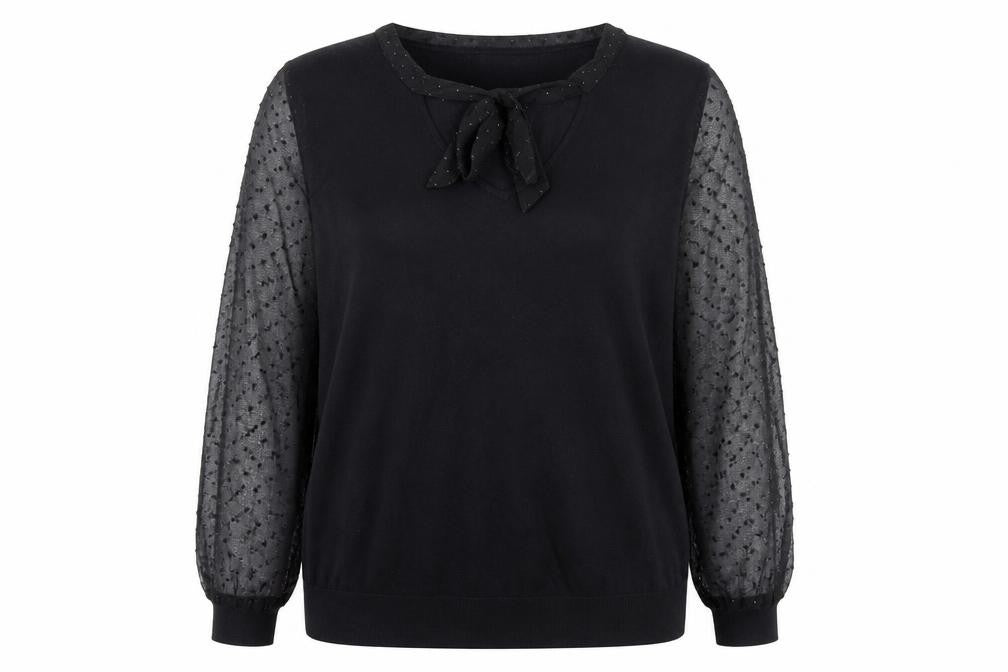 Monsoon Women's Black XL Pullover Jumper with Bow Accent