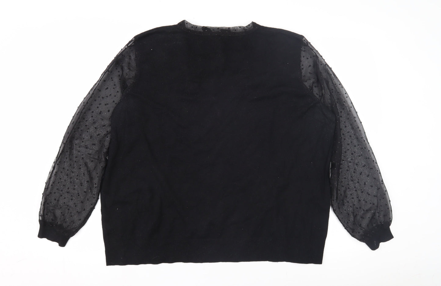 Monsoon Women's Black XL Pullover Jumper with Bow Accent