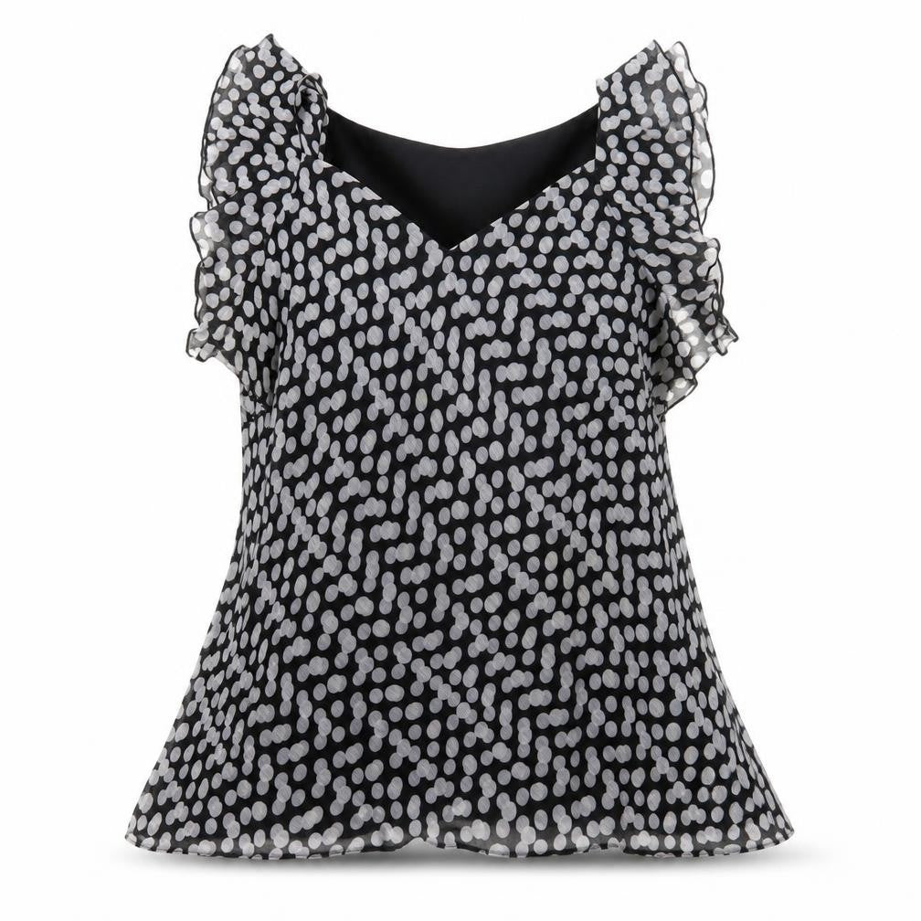 Joanna Hope Women's Black Polka Dot Tunic Blouse