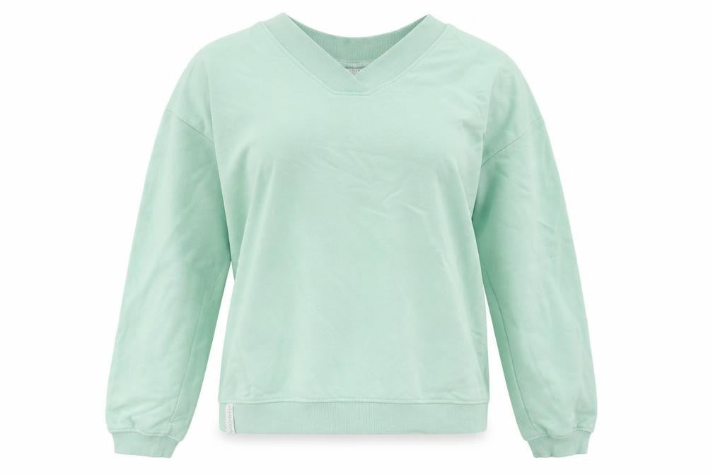 bekkin Women's Green V-Neck Pullover Sweatshirt, Size L