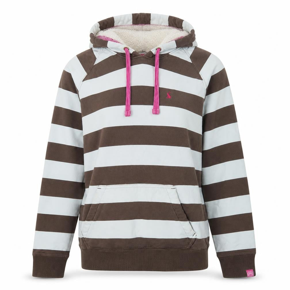 Joules Women's Striped Brown Ivory Hoodie Size 12