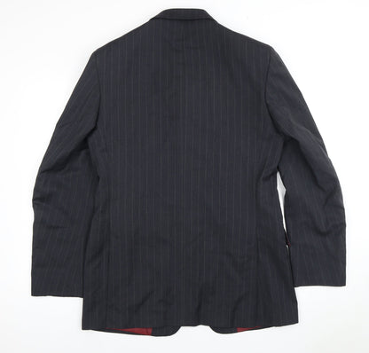 Marks & Spencer Men's Grey Striped Wool Blazer Size 40