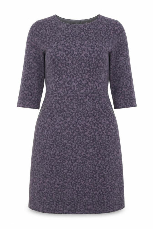 White Stuff Grey Geometric 3/4 Sleeve Women's Dress Size 12